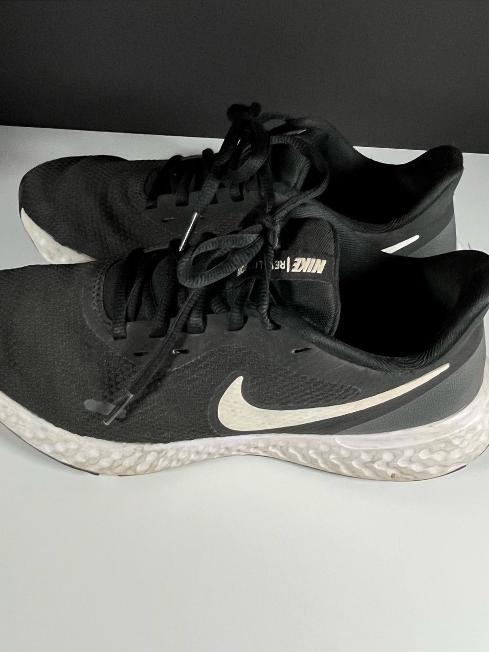 Nike Revolution Black and White Women's Running Sneakers Size 8